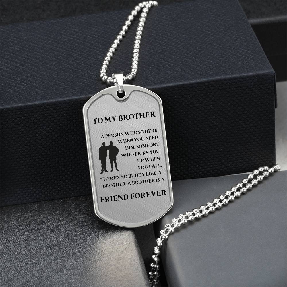 1pc Dog Tag Necklace For Men Gift For Brother Stainless Steel Long Chain Necklace Brother Is Friend Forever Gift For Friends